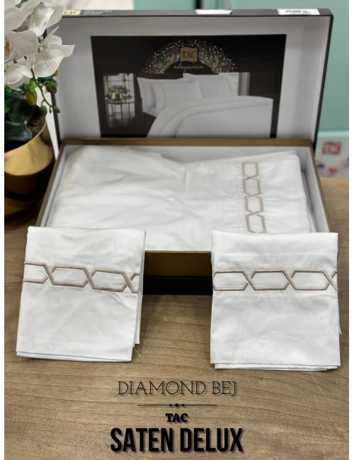 TAC Diamond bej DELUX SATIN / Постельное белье сатин делюкс евро 